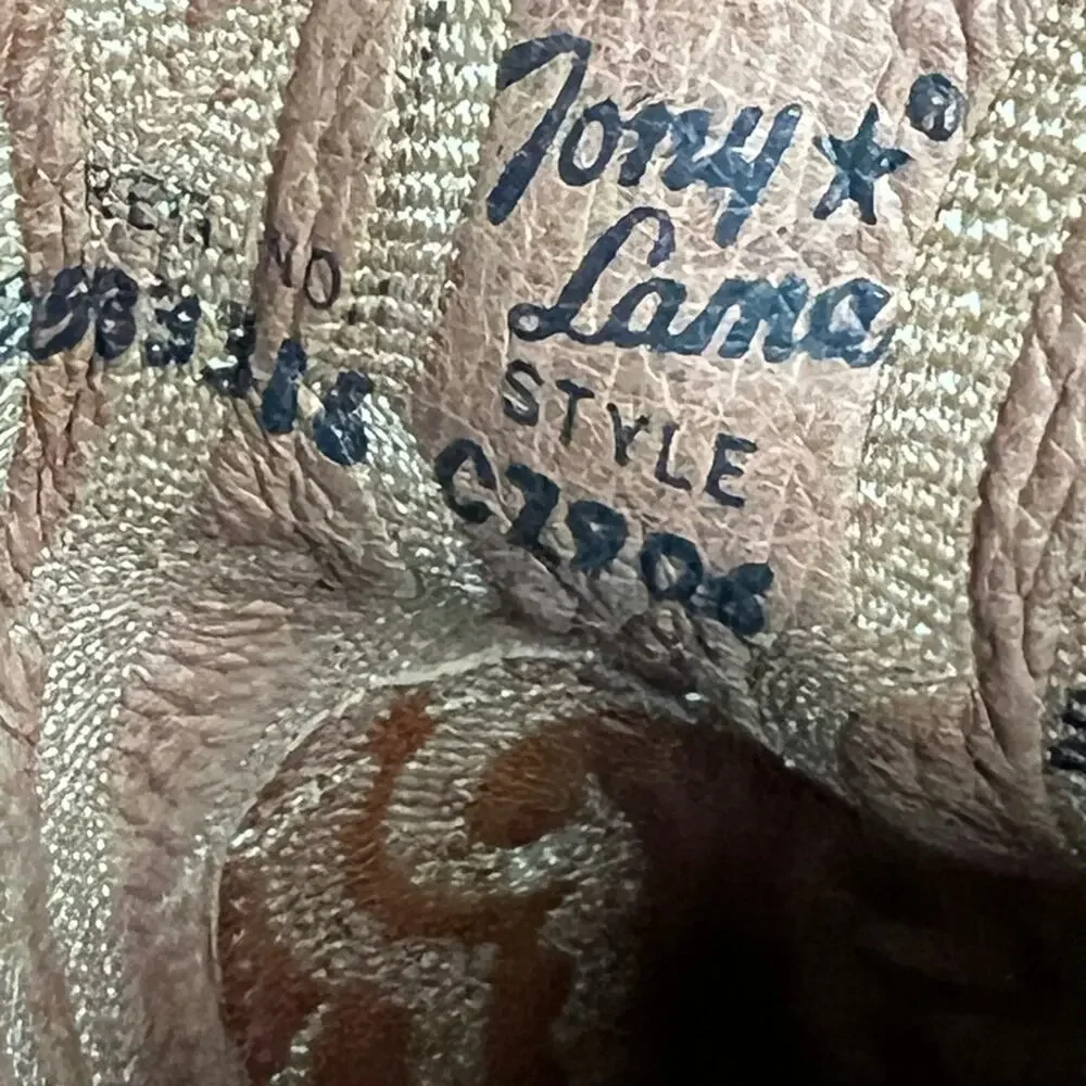 Tony Lama CZ906 Peanut Brittle 4-Piece Ostrich Cowboy Western Mens Boots SZ 9 EE